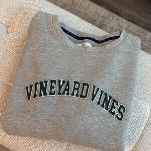 Vineyard Vines Gray Crewneck Sweater with Green Logo
